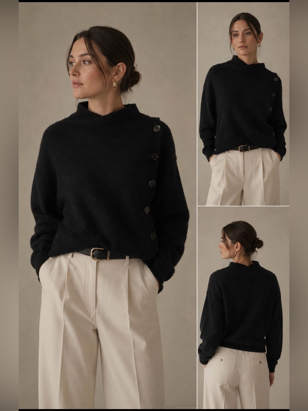𝅺luisa Cerano black wool button up sweater